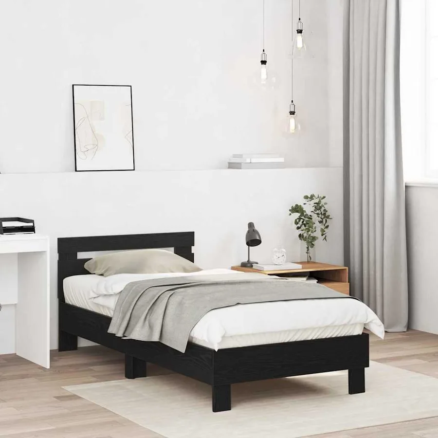 Cadre de lit Chêne noir 193 x 95 x 88 cm Bois d'ingénierie - 3