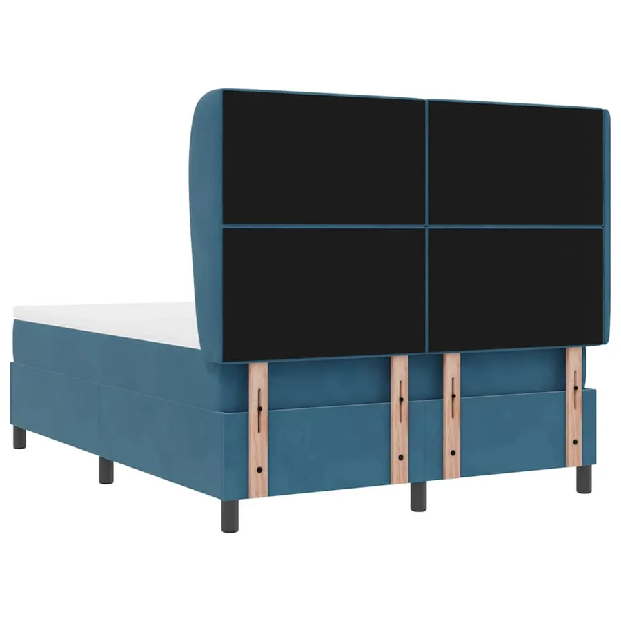 Lit à ressorts avec matelas Bleu foncé 200 x 140 cm Velours - 9