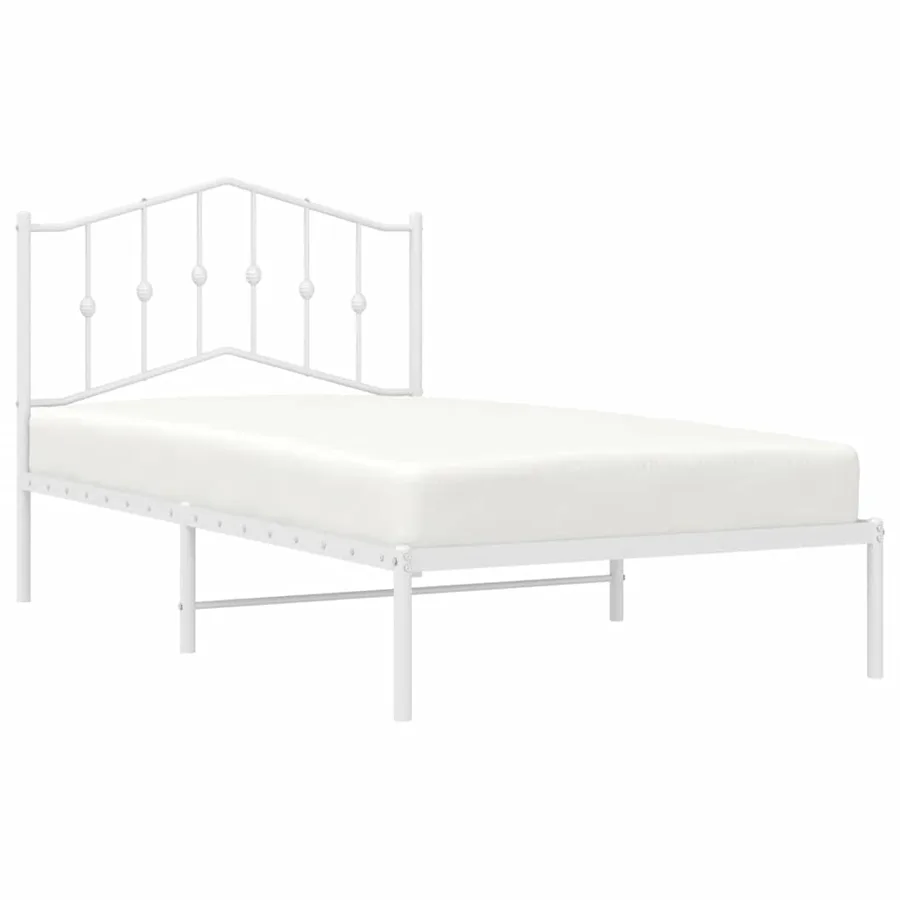 Cadre de lit métal sans matelas et tête de lit blanc 100x190 cm - 4