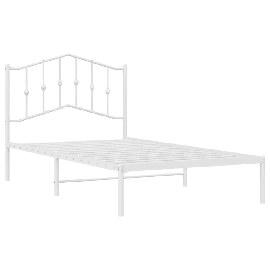Cadre de lit métal sans matelas et tête de lit blanc 100x190 cm - 5