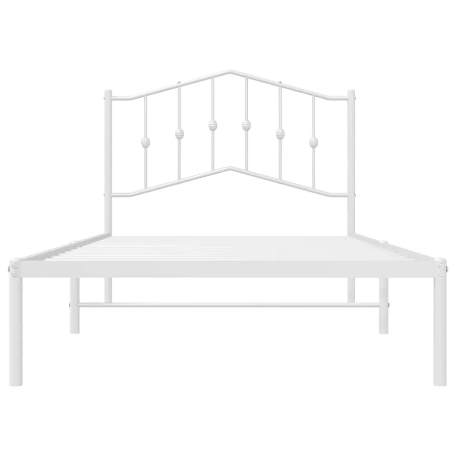 Cadre de lit métal sans matelas et tête de lit blanc 100x190 cm - 6