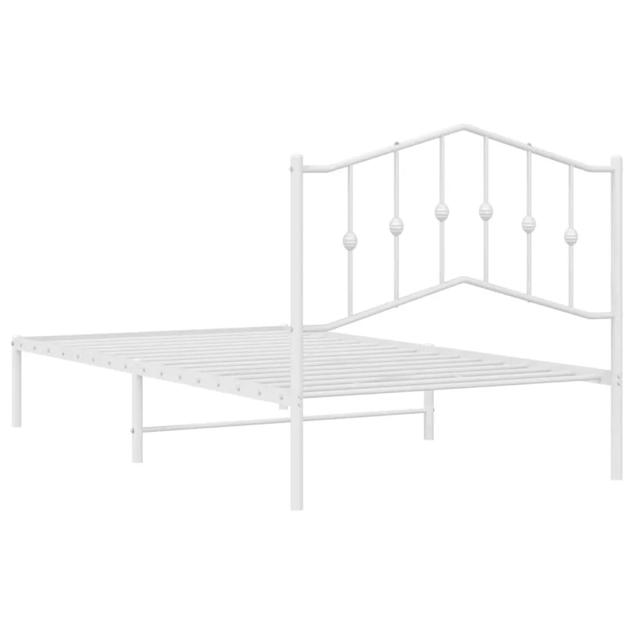 Cadre de lit métal sans matelas et tête de lit blanc 100x190 cm - 8