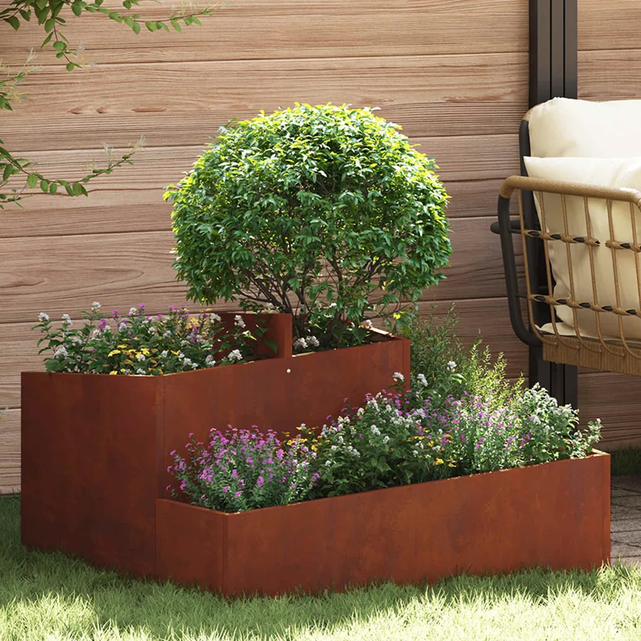 Cache-pot de jardin Rouillé 80 x 80 x 50 cm Acier patiné
