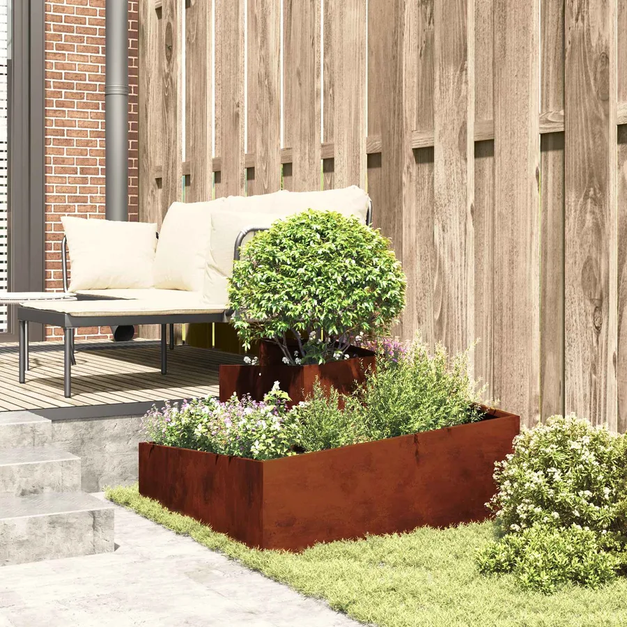 Cache-pot de jardin Rouillé 80 x 80 x 50 cm Acier patiné - 4