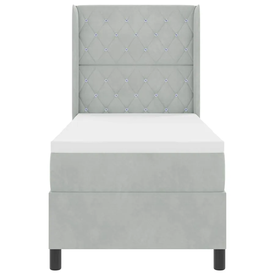 Lit à ressorts avec matelas Gris clair 80 x 200 cm Velours - 7
