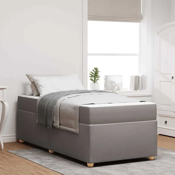 Cadre de lit avec matelas Taupe 80 x 200 cm tissu