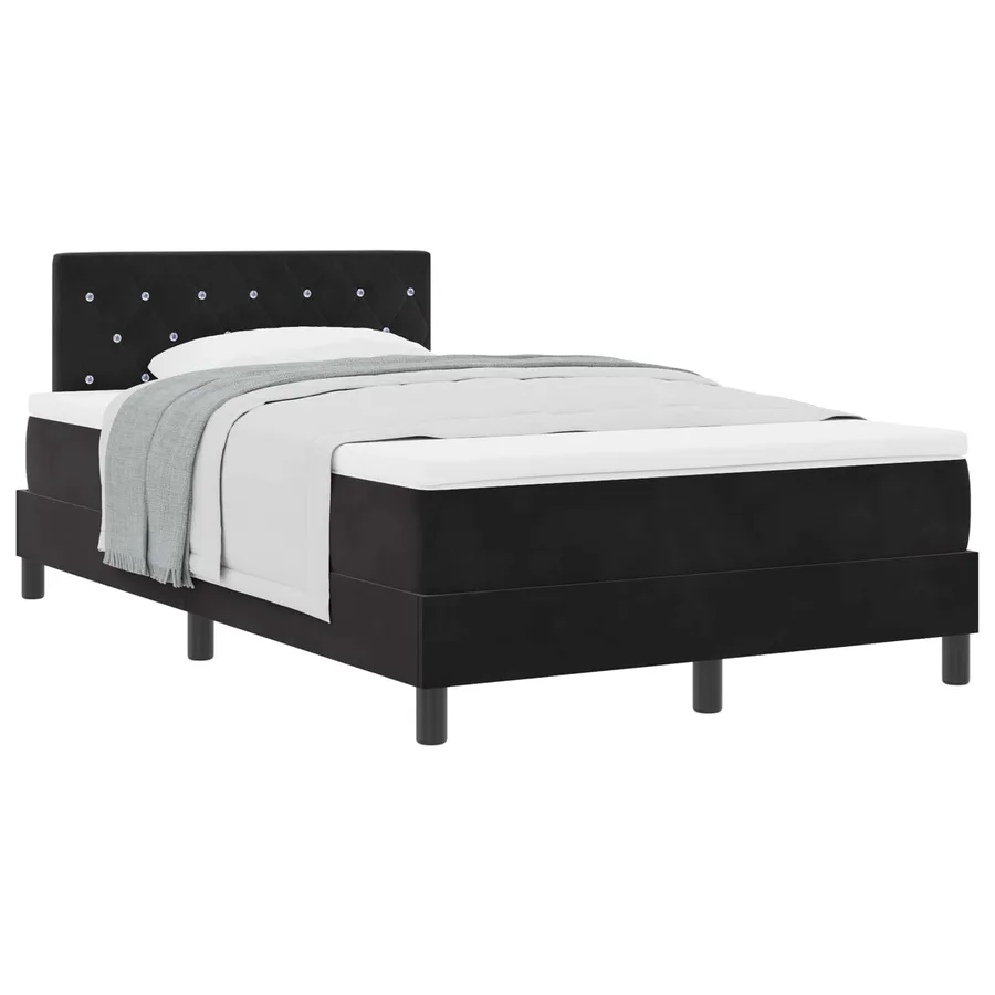 Lit à ressorts avec matelas Noir 120 x 200 cm Velours - 2