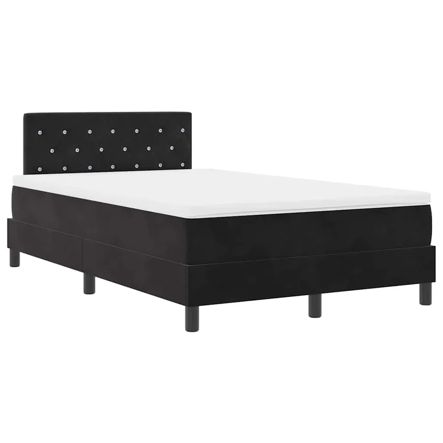 Lit à ressorts avec matelas Noir 120 x 200 cm Velours - 3