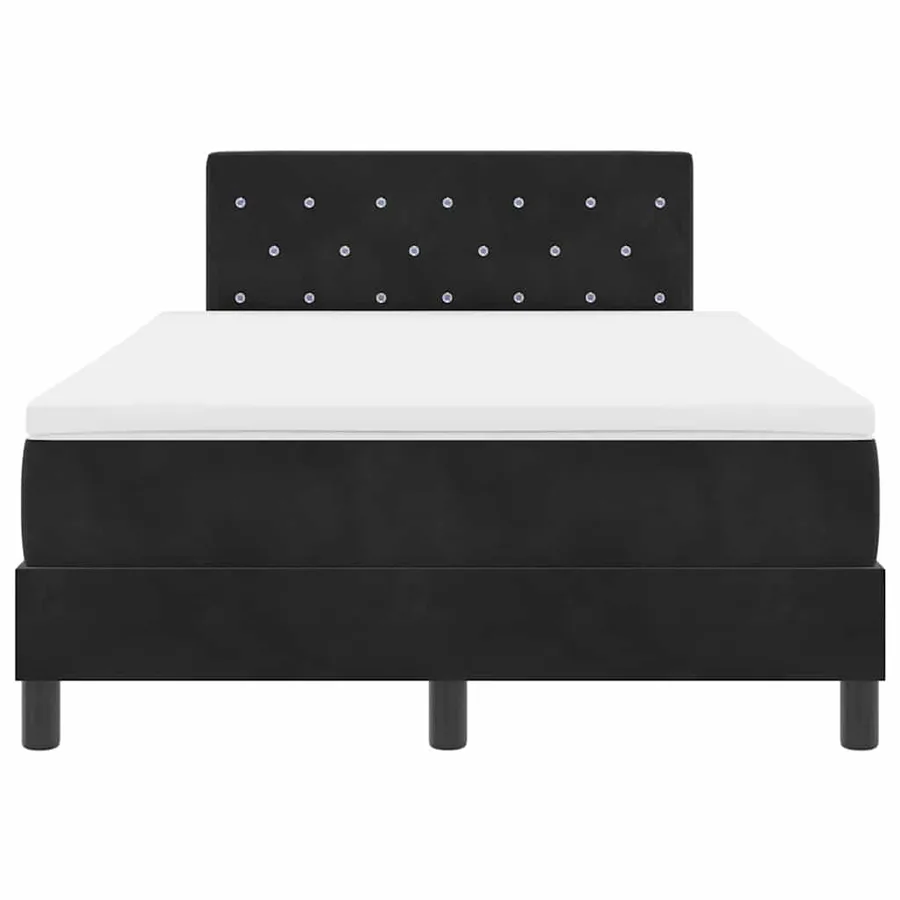 Lit à ressorts avec matelas Noir 120 x 200 cm Velours - 6