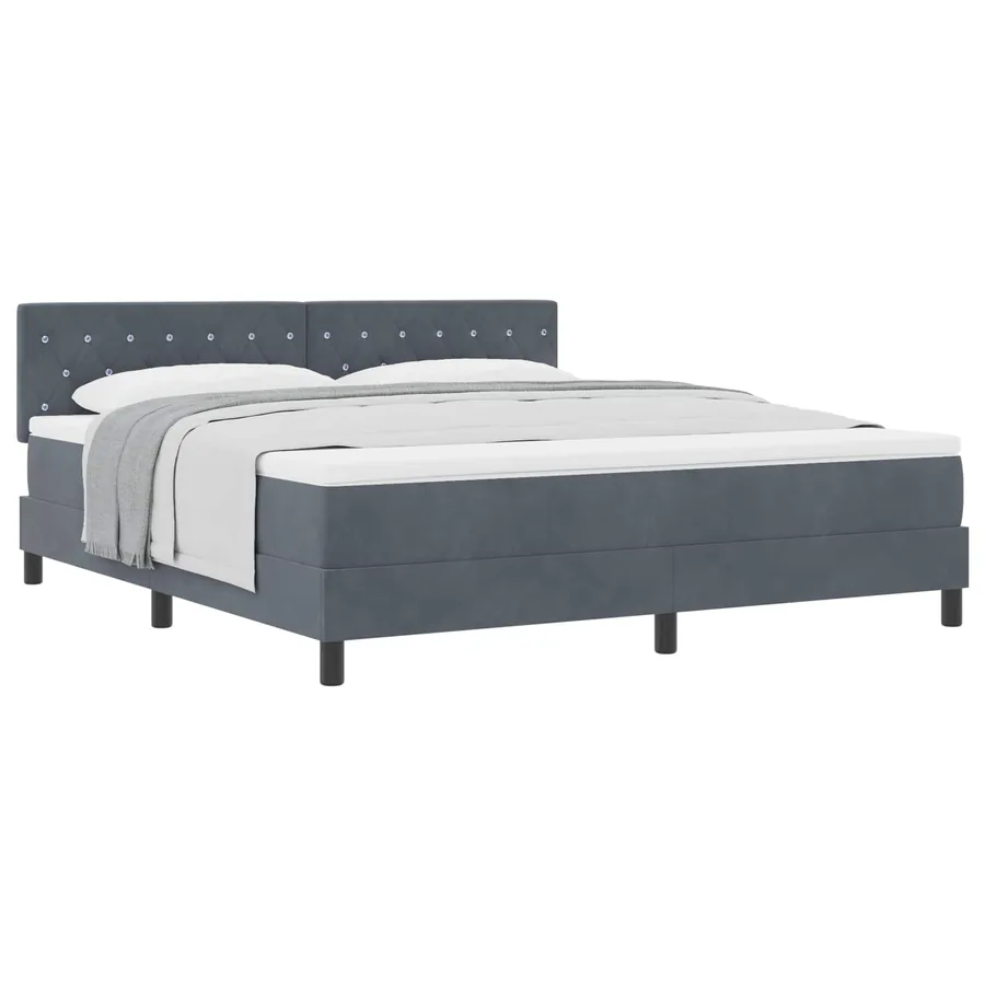 Lit à ressorts avec matelas Gris foncé 180 x 200 cm Velours - 2