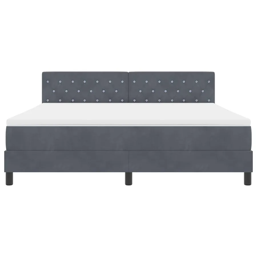 Lit à ressorts avec matelas Gris foncé 180 x 200 cm Velours - 7
