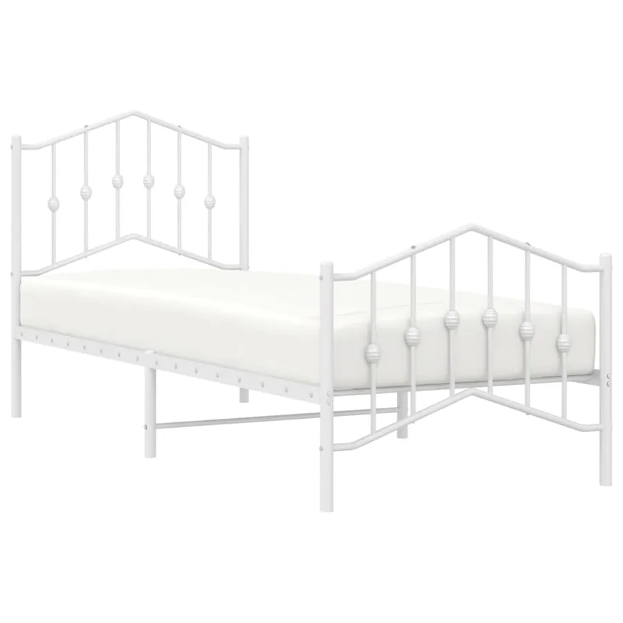 Cadre de lit métal sans matelas avec pied de lit blanc 80x200cm - 3