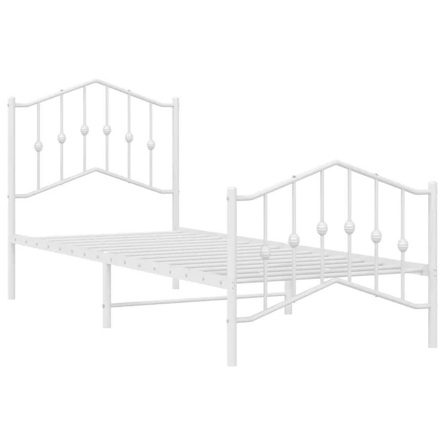 Cadre de lit métal sans matelas avec pied de lit blanc 80x200cm - 4
