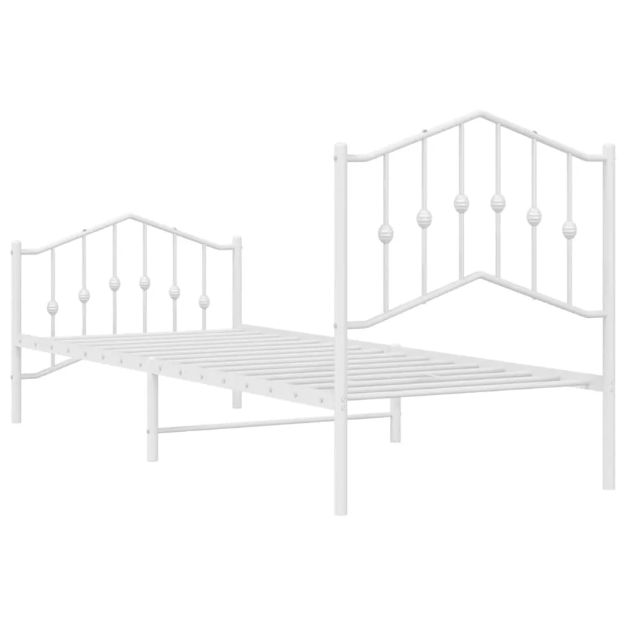 Cadre de lit métal sans matelas avec pied de lit blanc 80x200cm - 7