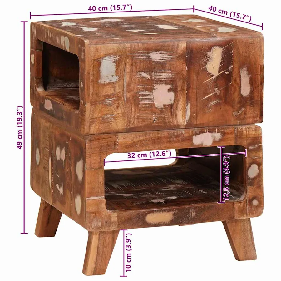 Table d'appoint Marron 40 x 40 x 49 cm Bois Recyclé Solide - 10