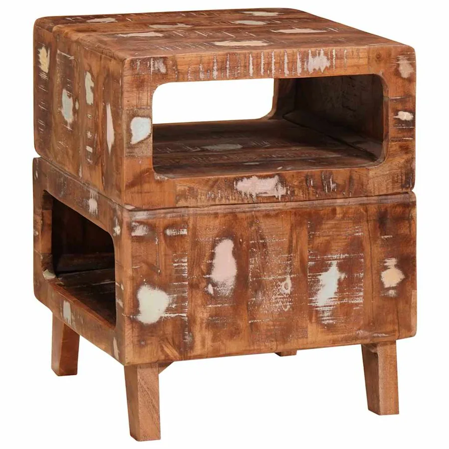 Table d'appoint Marron 40 x 40 x 49 cm Bois Recyclé Solide - 2