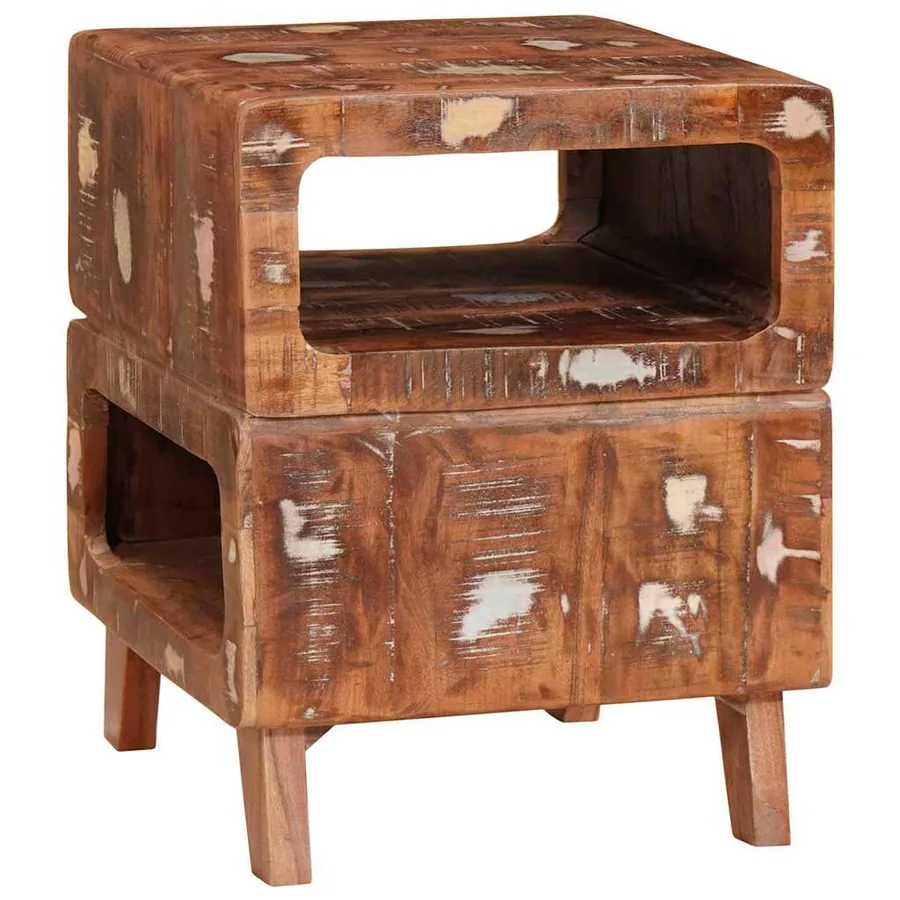 Table d'appoint Marron 40 x 40 x 49 cm Bois Recyclé Solide - 3