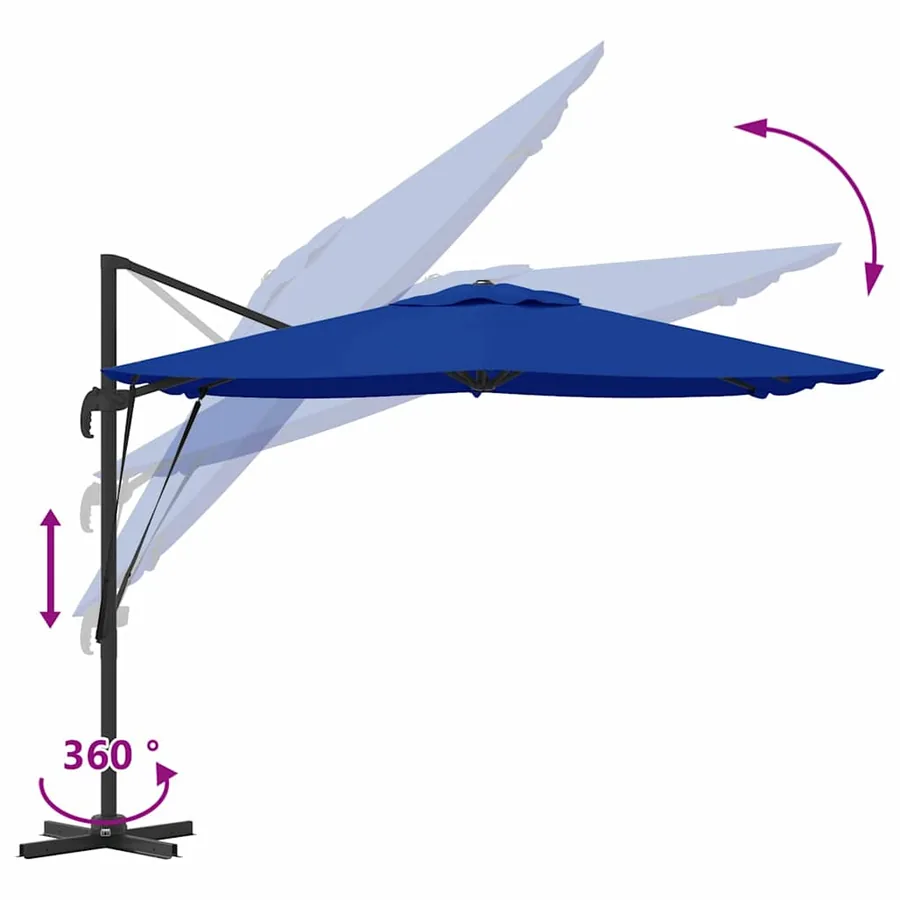 Parasol Roma Bleu 286 x 284 x 265 cm Aluminium et polyester - 11