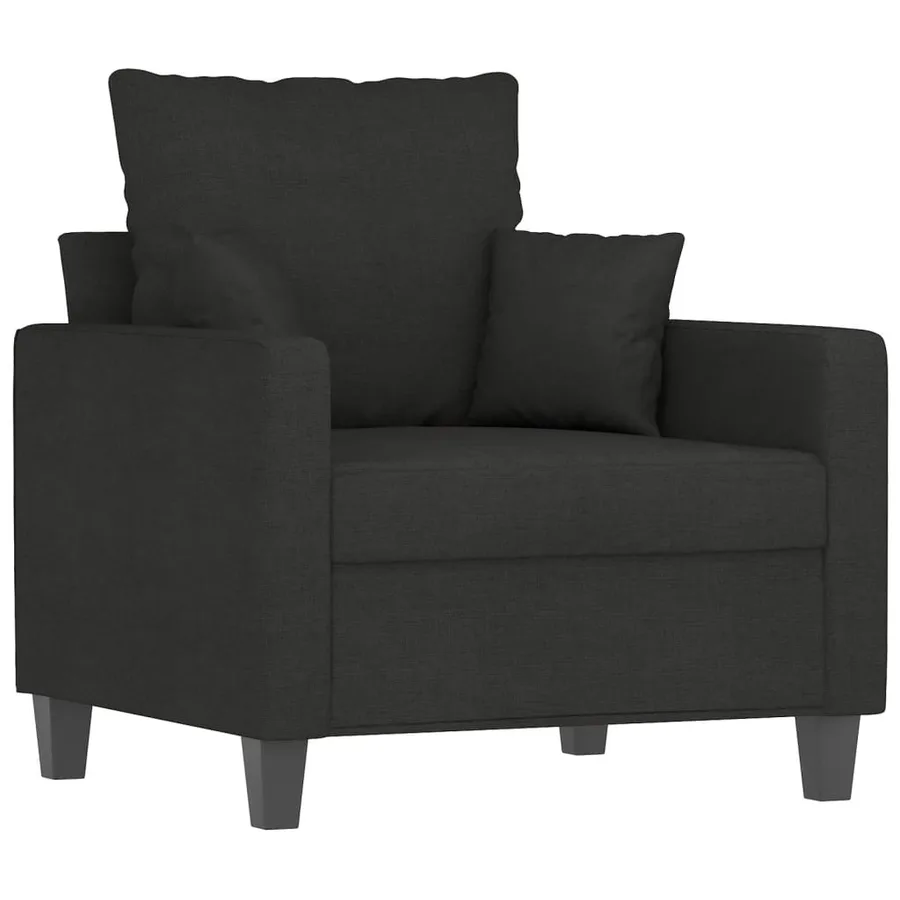 Ensemble de canapés 4 pcs avec coussins noir tissu - 3