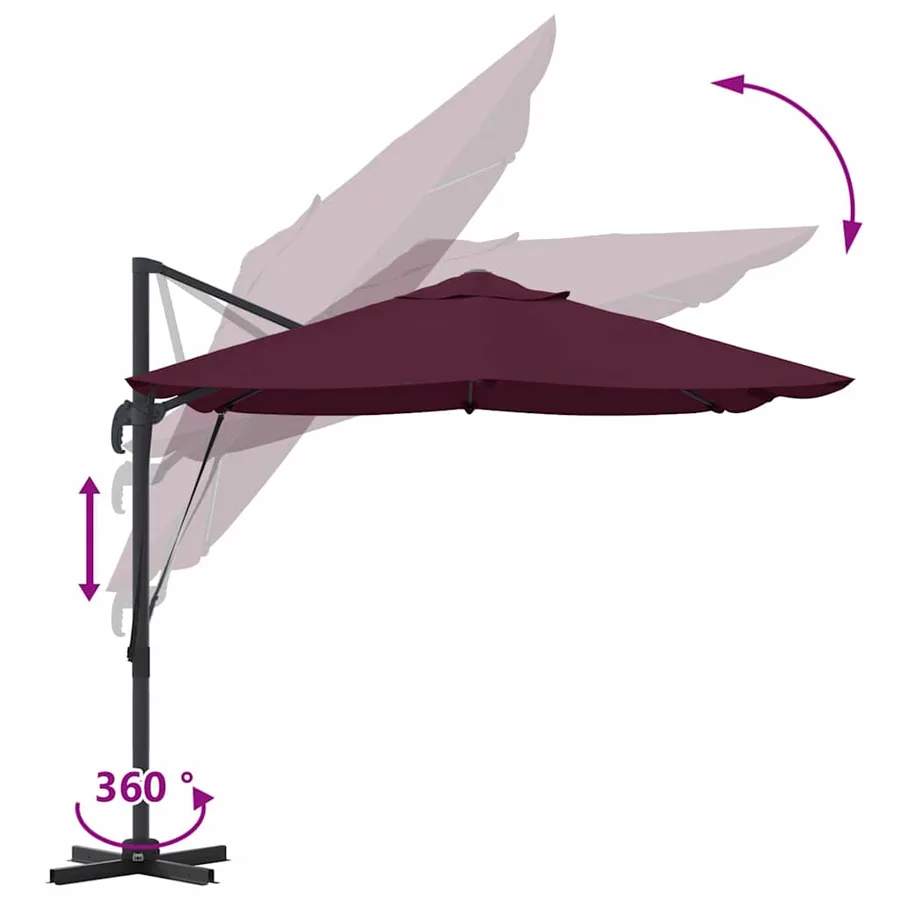 Parasol Bordeaux 351 x 250 x 260 cm Polyester et Aluminium - 11