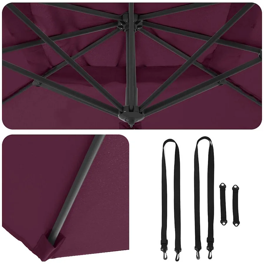 Parasol Bordeaux 351 x 250 x 260 cm Polyester et Aluminium - 8