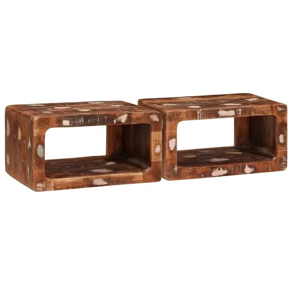 Table de chevet 2 pcs Marron Bois Recyclé Solide