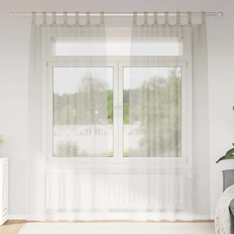 Rideau en Voile 2 pcs Crème 225 x 140 cm Polyester