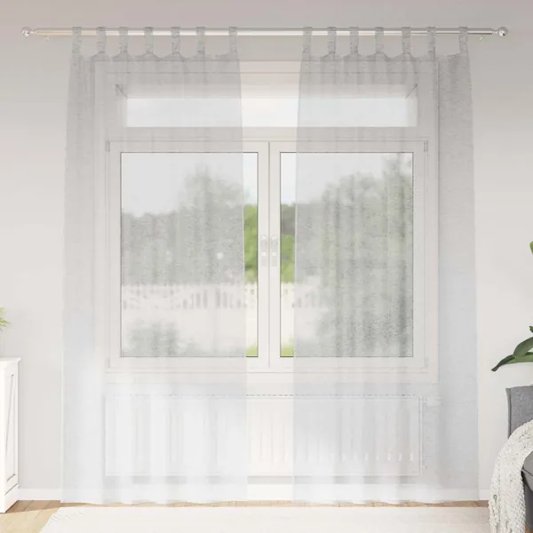 Rideau en Voile 2 pcs Gris clair 260 x 140 cm Polyester