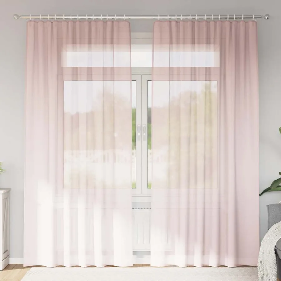 Rideaux en voile avec passe-tringles 2 pcs rose clair