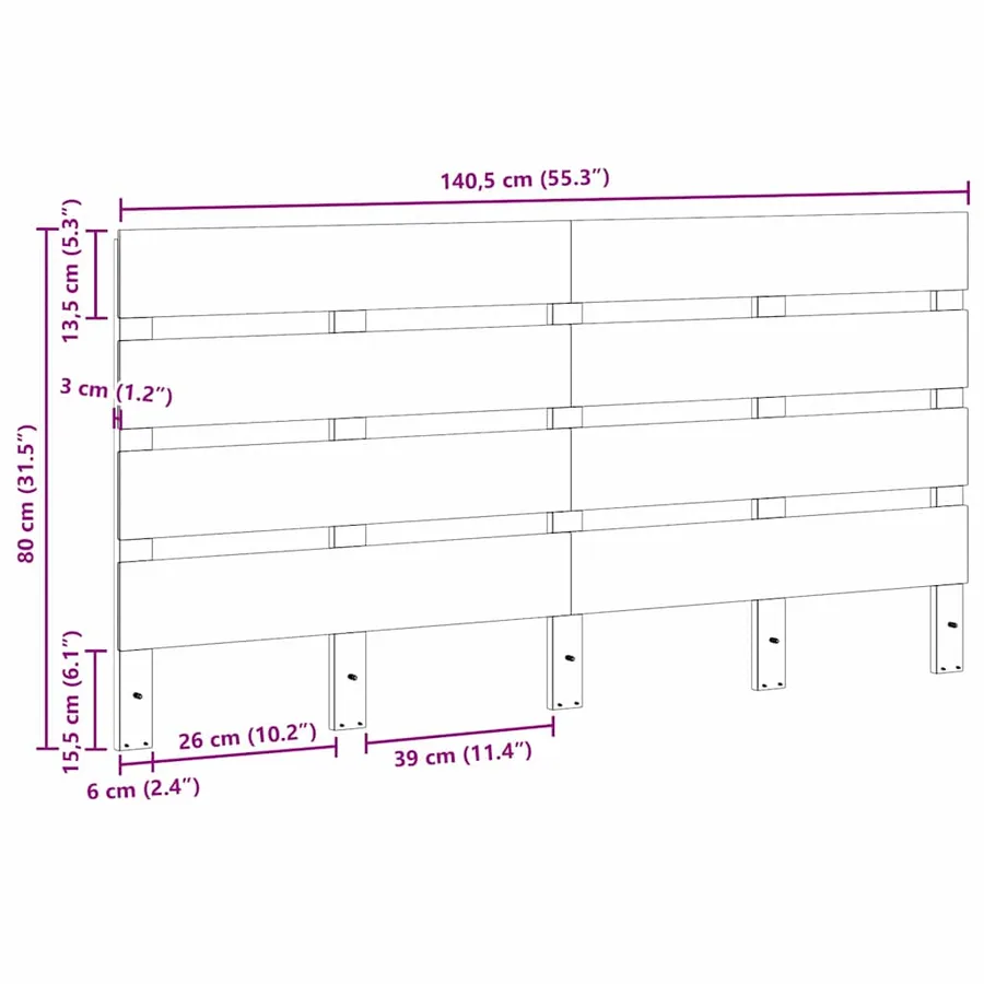 Tête de lit Marron 140,5 x 3 x 80 cm Pin massif - 7