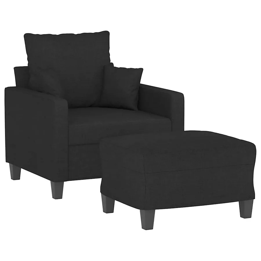 Fauteuil avec repose-pied Noir 60 cm Tissu - 3