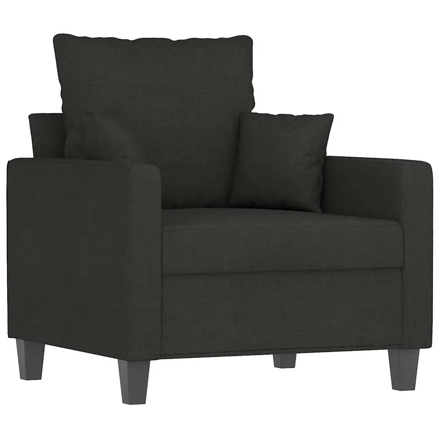 Fauteuil avec repose-pied Noir 60 cm Tissu - 4