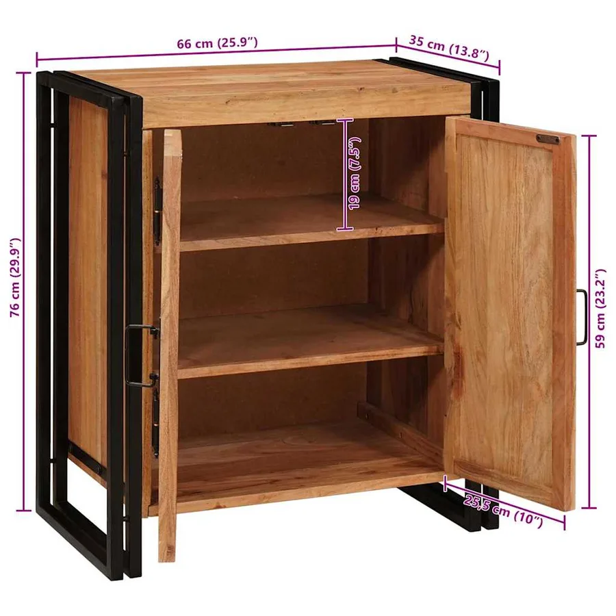 Cabinet de chevet Marron 66 x 35 x 76 cm Bois d'acacia massif - 14