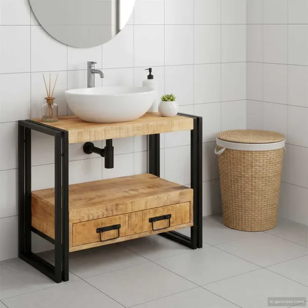 Armoire de coiffeuse avec tiroir Marron Bois de mangue massif