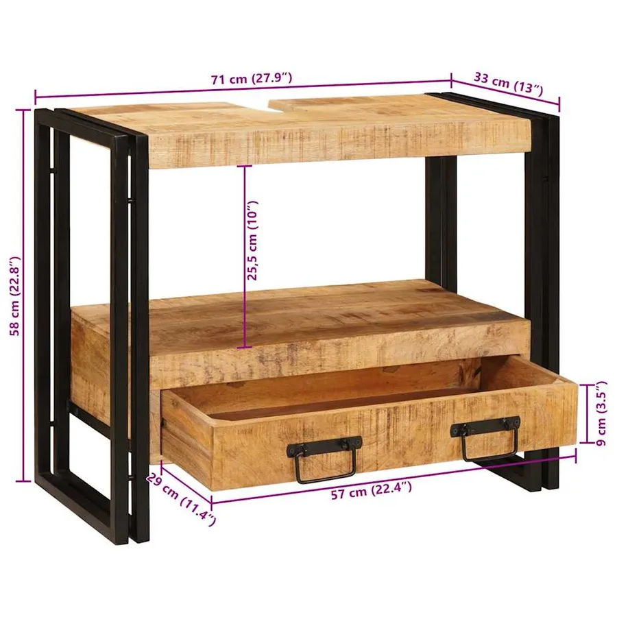 Armoire de coiffeuse avec tiroir Marron Bois de mangue massif - 16