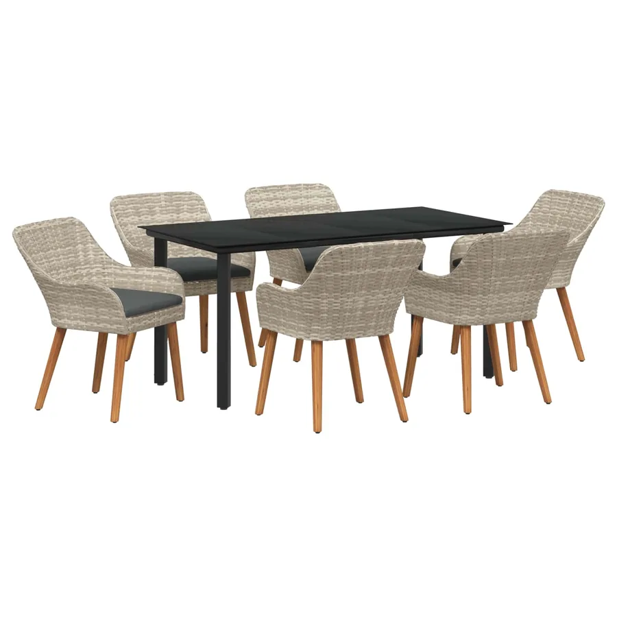 Ensemble de salle à manger pour jardin 7 pcs Gris clair