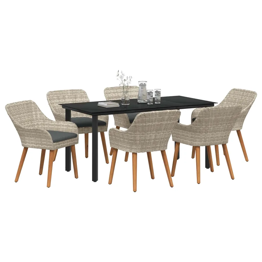 Ensemble de salle à manger pour jardin 7 pcs Gris clair - 2