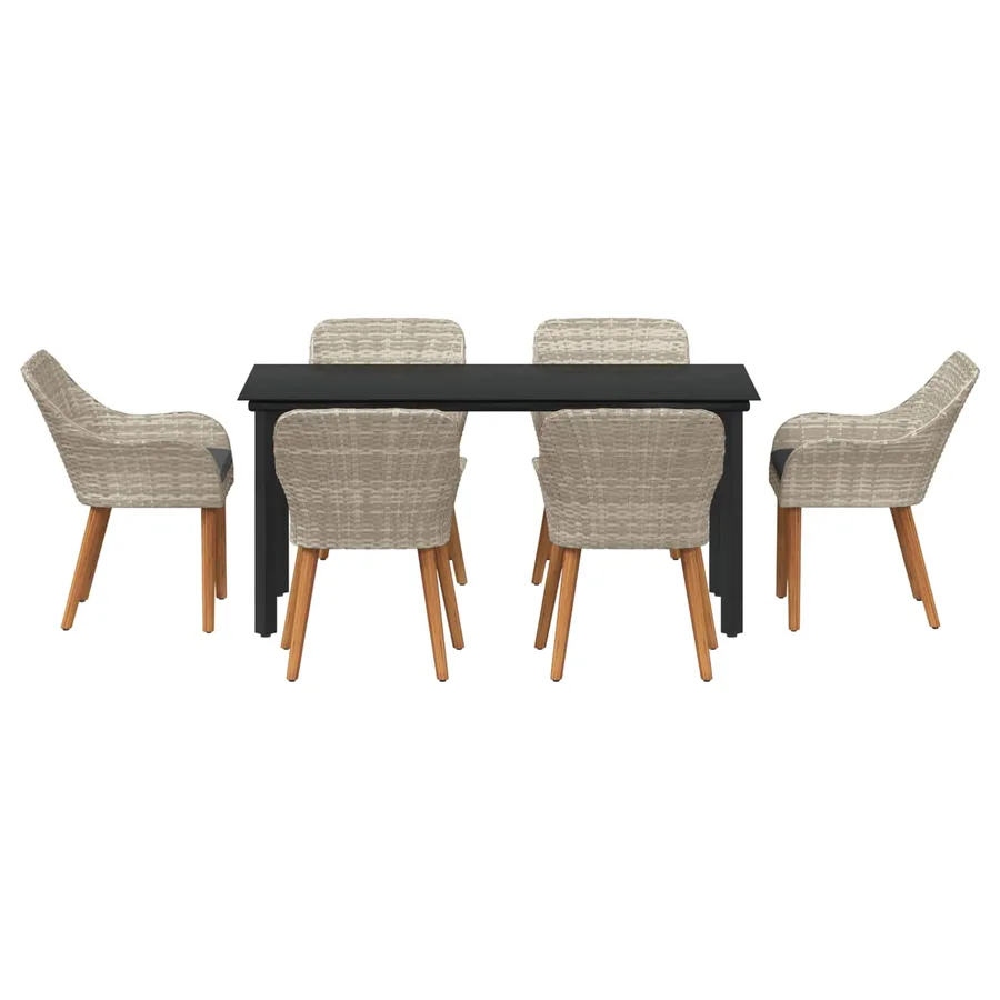 Ensemble de salle à manger pour jardin 7 pcs Gris clair - 3