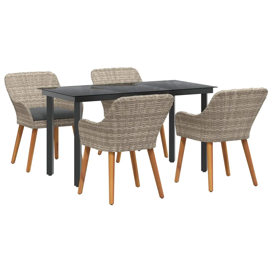 Ensemble de salle à manger pour jardin 5 pcs Gris clair - 2