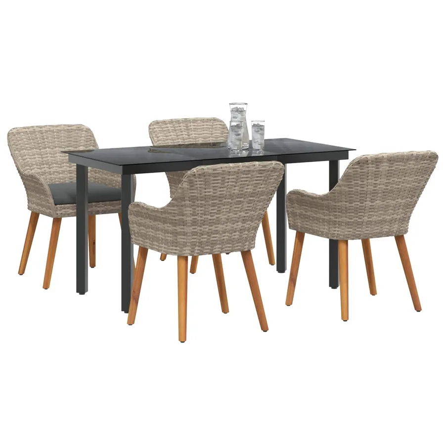 Ensemble de salle à manger pour jardin 5 pcs Gris clair - 3