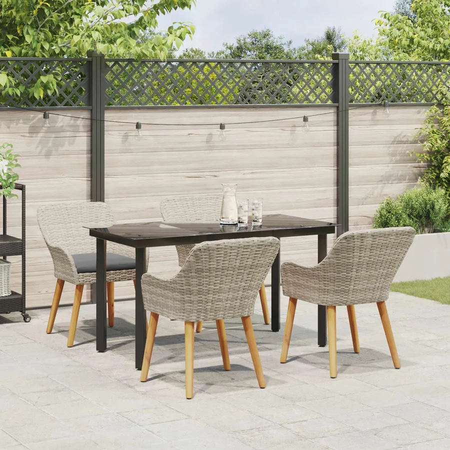 Ensemble de salle à manger pour jardin 5 pcs Gris clair - 4