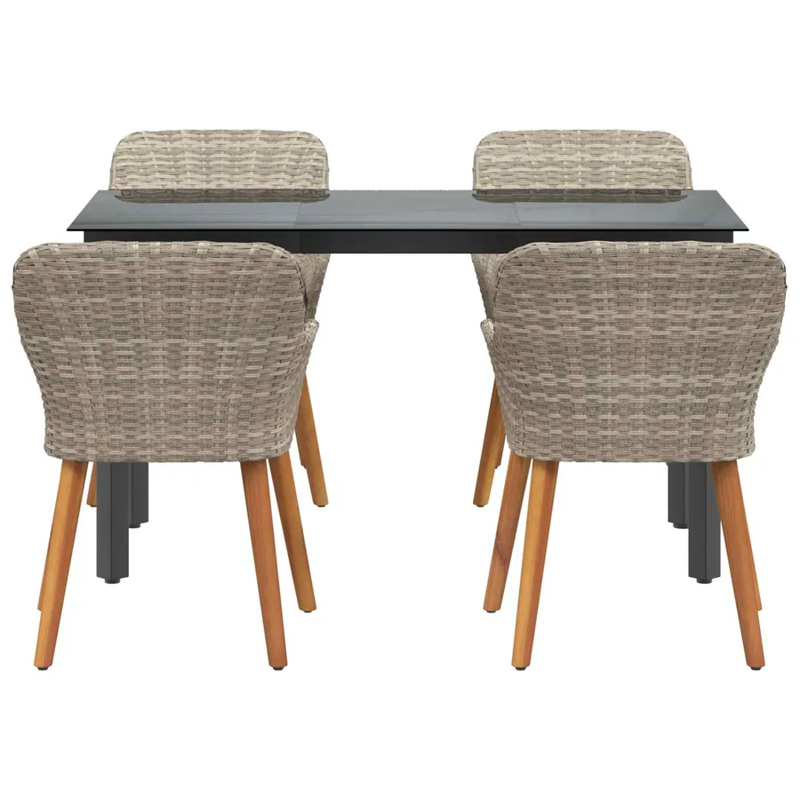 Ensemble de salle à manger pour jardin 5 pcs Gris clair - 7