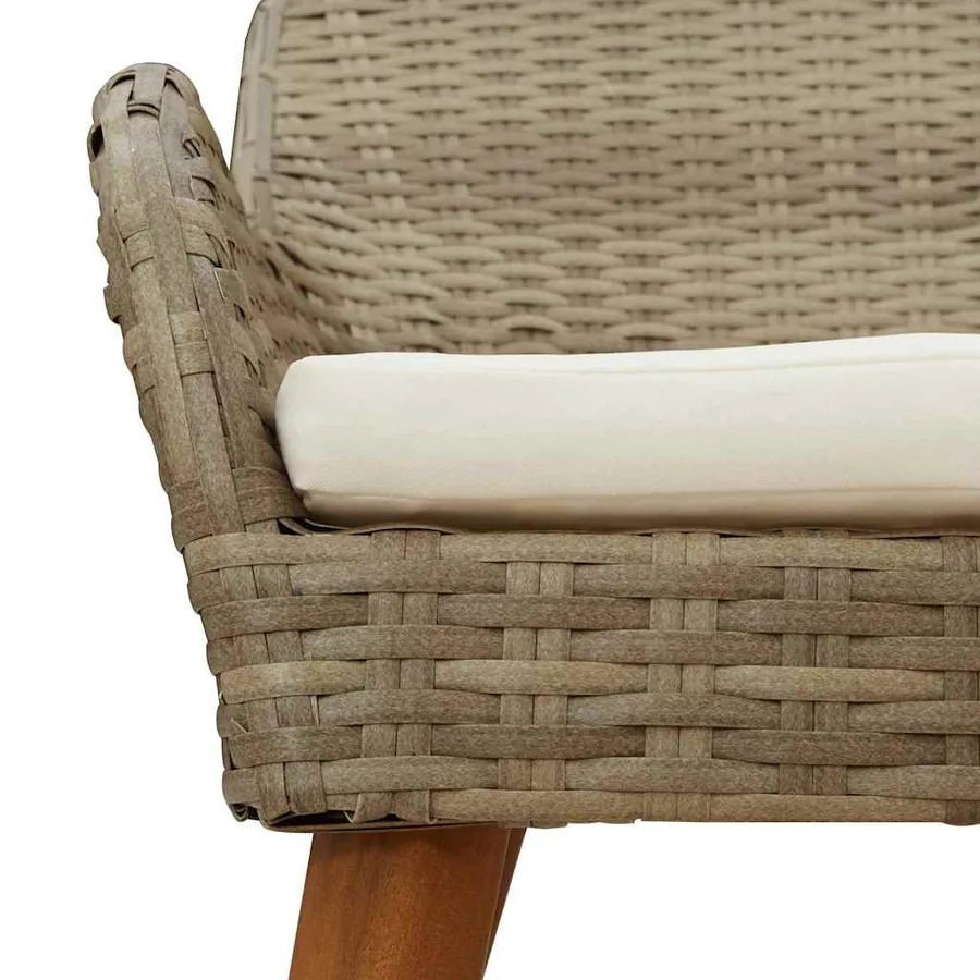 Ensemble de salle à manger pour jardin 3 pcs Beige polyrotin - 10