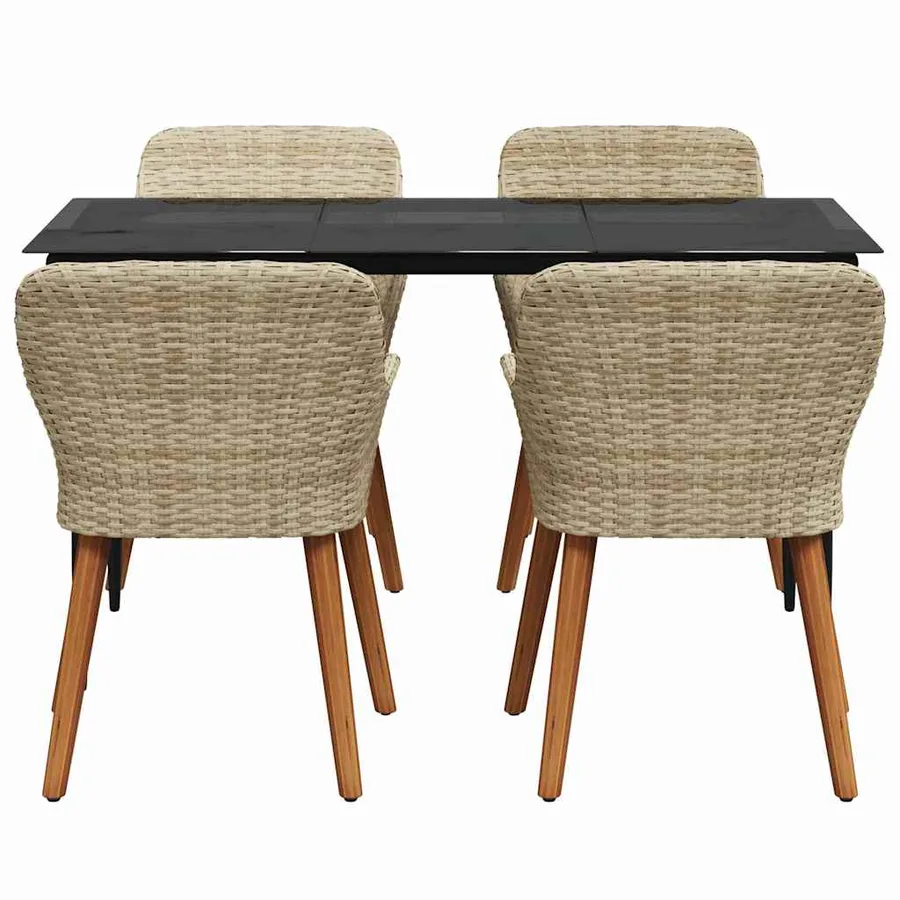 Ensemble de salle à manger pour jardin 5 pcs Beige polyrotin - 7