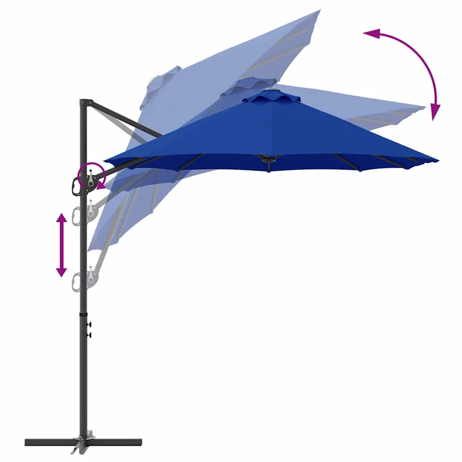 Parasol 372 x 198 x 243 cm Polyester et Aluminium Azur - 11