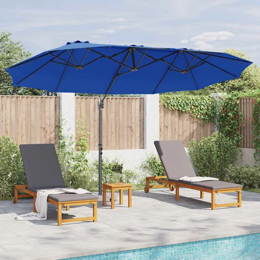 Parasol 372 x 198 x 243 cm Polyester et Aluminium Azur - 4