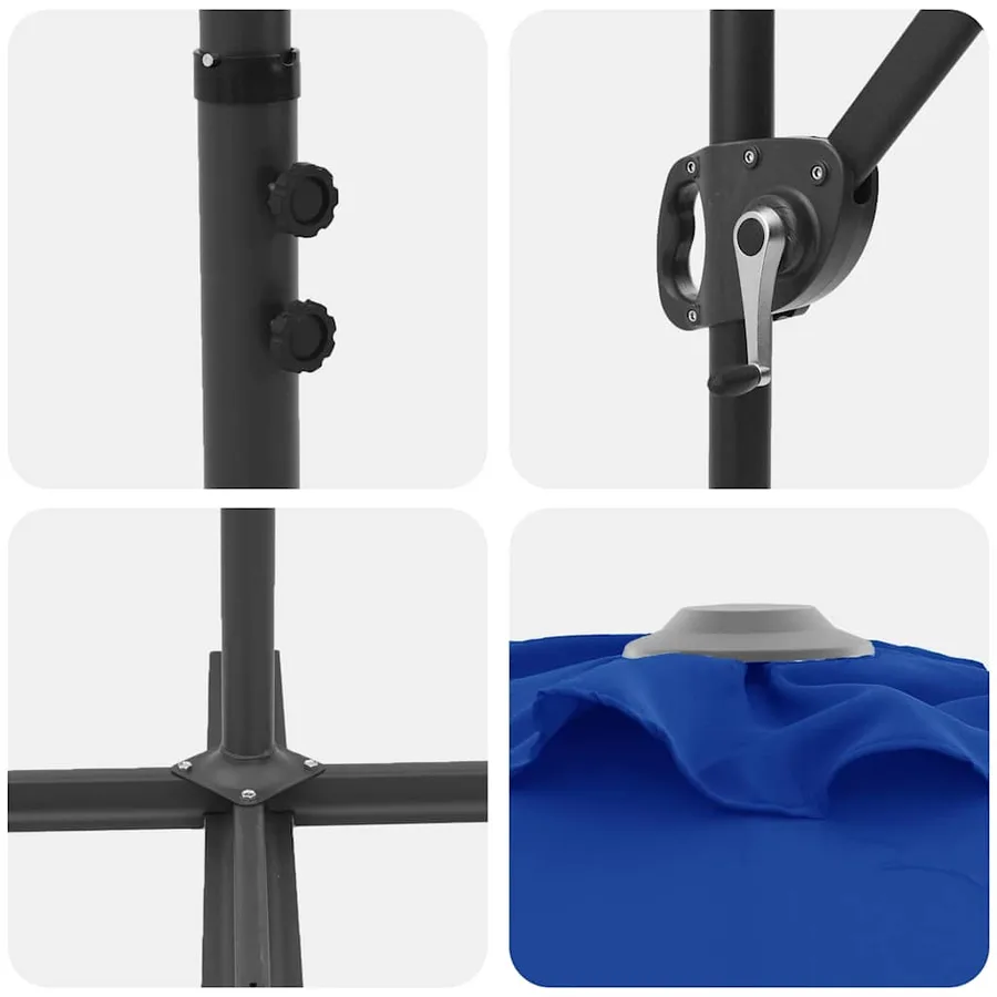 Parasol 372 x 198 x 243 cm Polyester et Aluminium Azur - 9