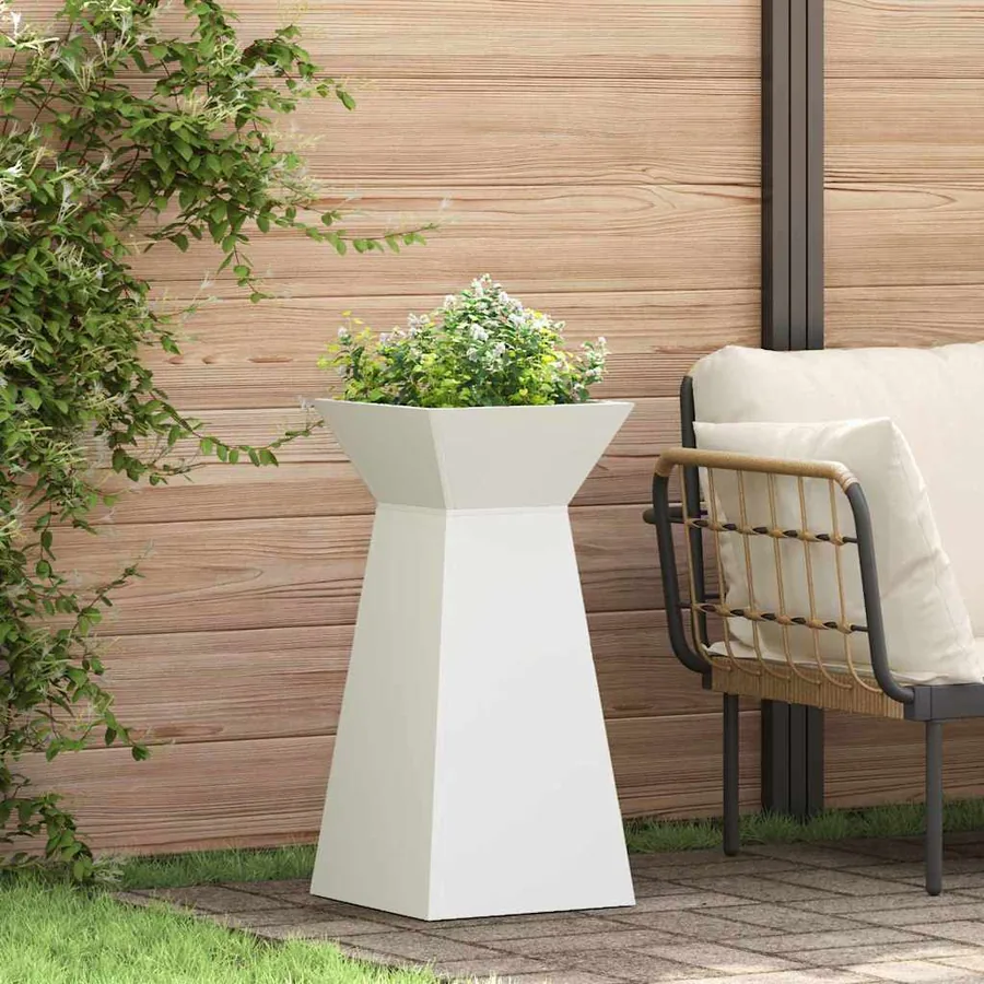 Jardinière à pilier 2 pc Blanc 35 x 35 x 73 cm