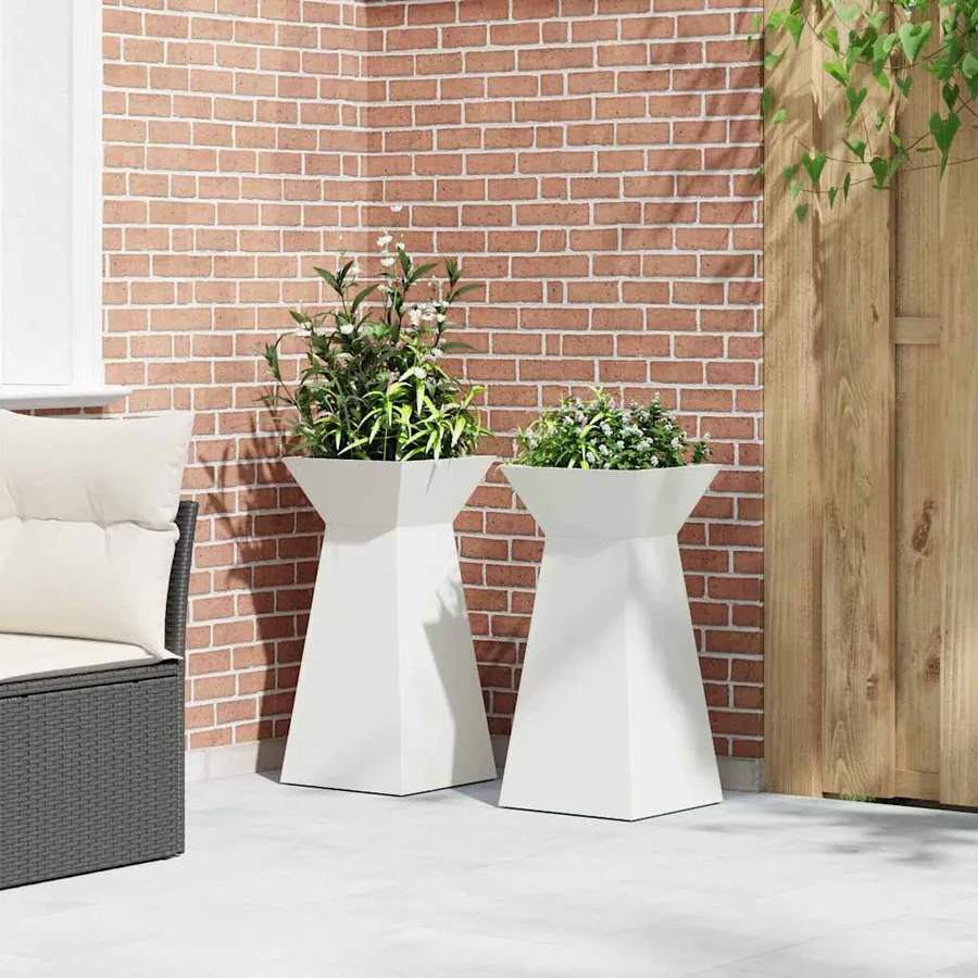 Jardinière à pilier 2 pc Blanc 35 x 35 x 73 cm - 4