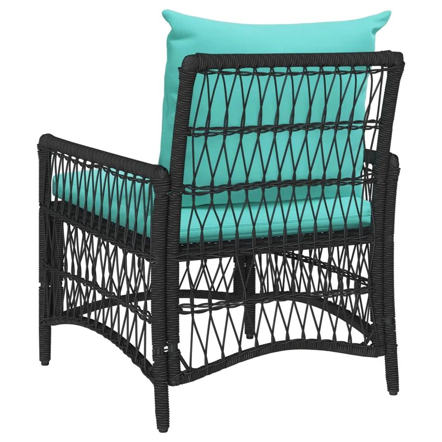 Chaise de jardin avec coussin Noir 73 x 61 x 77 cm polyrotin - 4